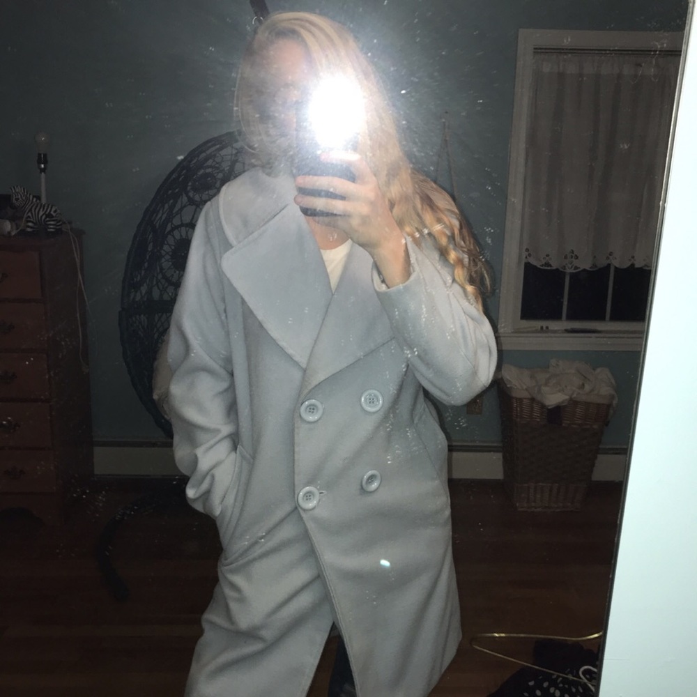 Super cozy light blue coat